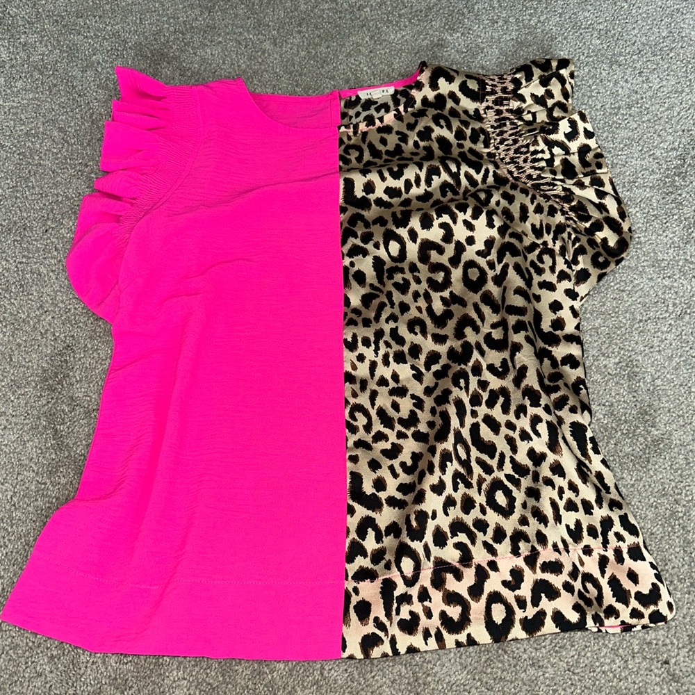 Pink and Leopard Print Top